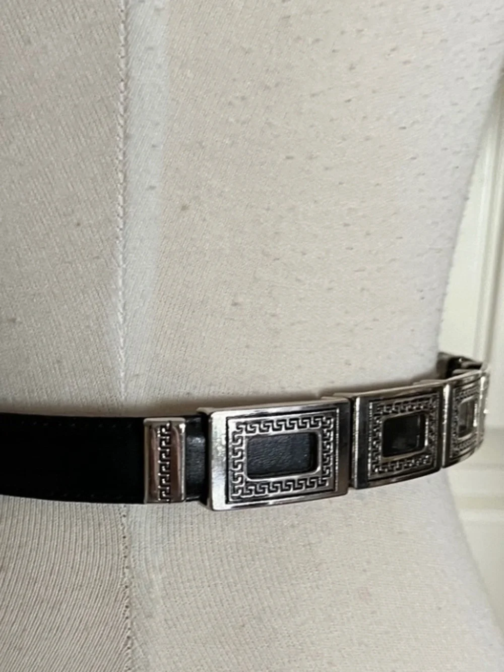 Black And Silver Leather Belt
